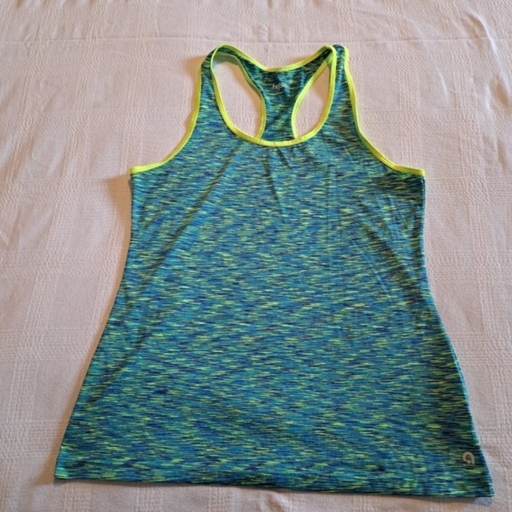 Hyba women's size medium racerback tank top blue & lime